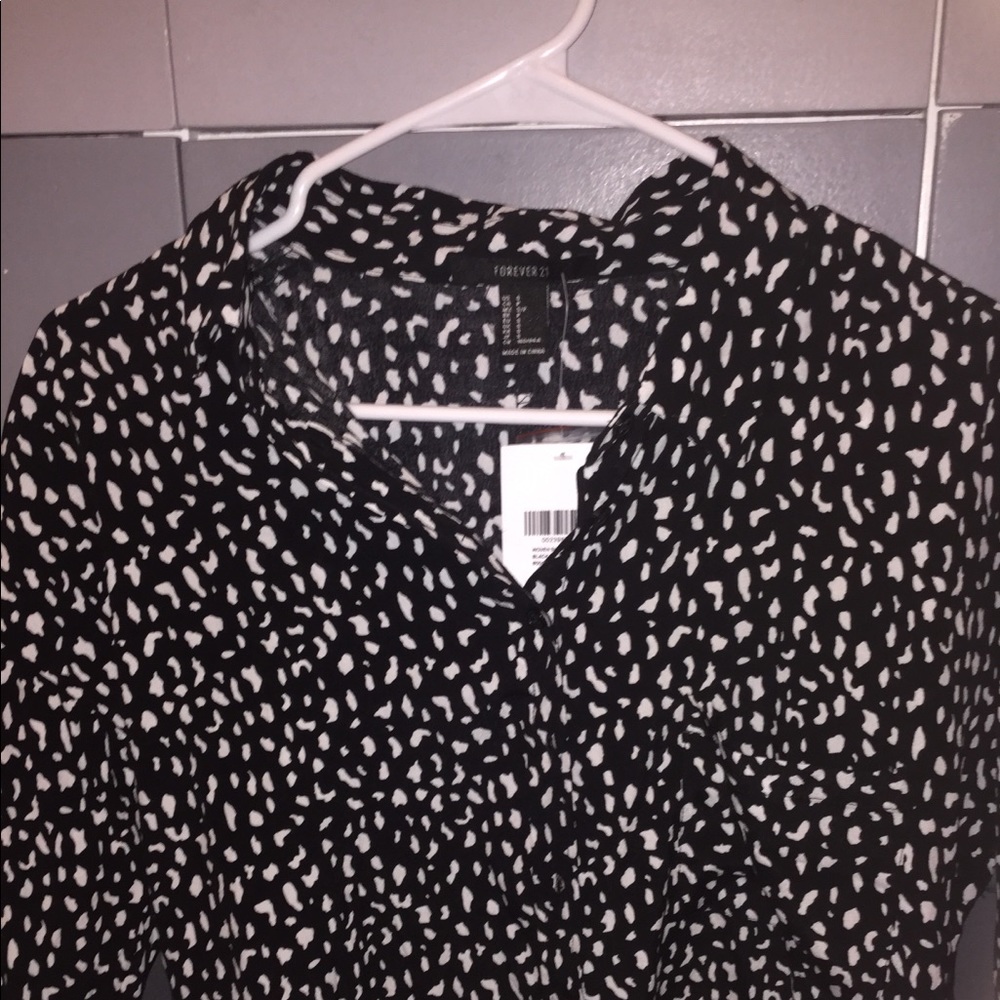 Printed high-low collared crop top